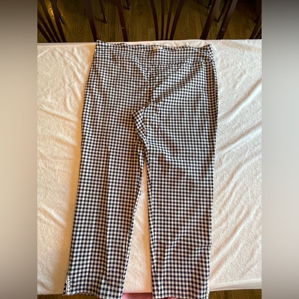 Crown & Ivy size 20 curvy navy gingham ankle pants
